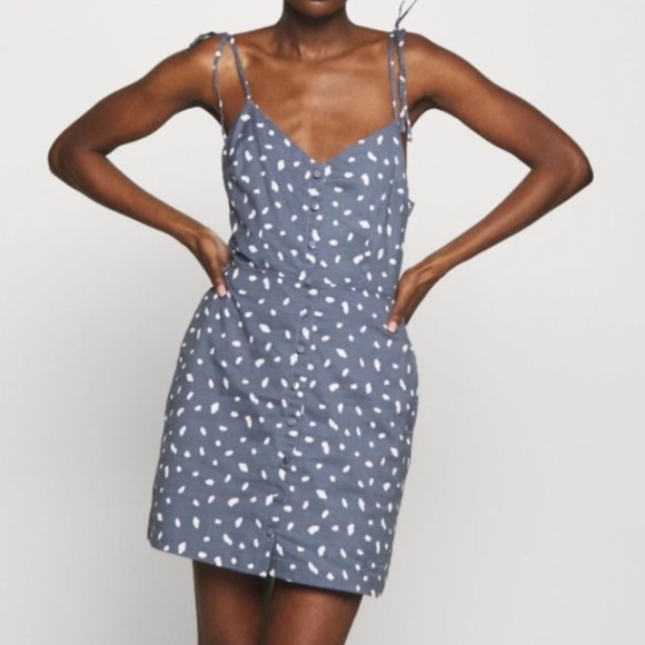 Abercrombie & Fitch Tie-Strap Mini Dress Blue Pattern Small - Picture 1 of 6